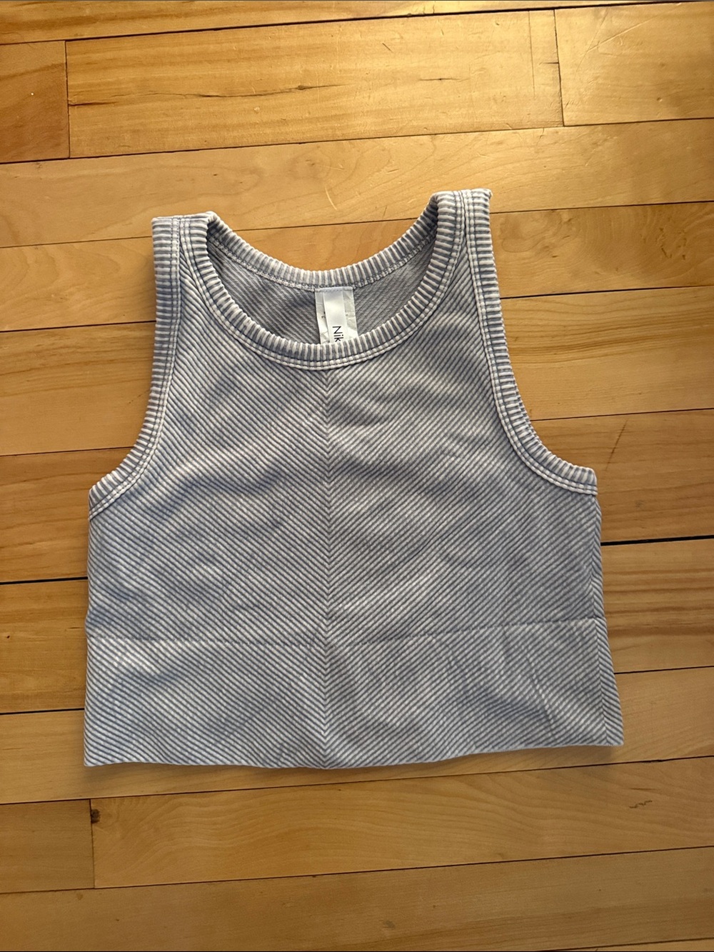 Nikibiki Light Blue Ribbed Tank Crop Top